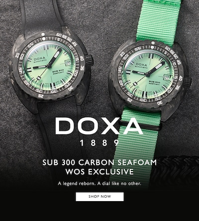 Doxa 1889 - SUB 300 Carbon Seafoam - WOS exclusive - A legend reborn. A dial like no other. Shop Now image