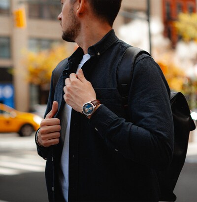 Image of man wearing Hamilton Jazz Master watch image