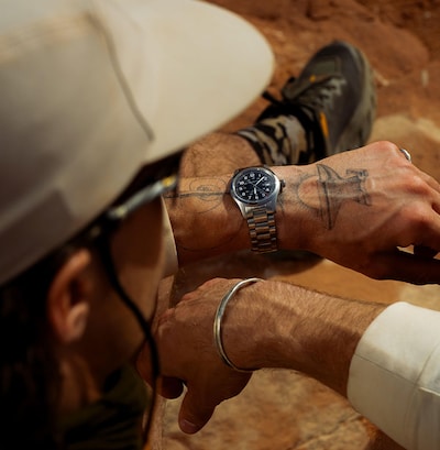 Image of man wearing Hamilton Khakhi Field watch image