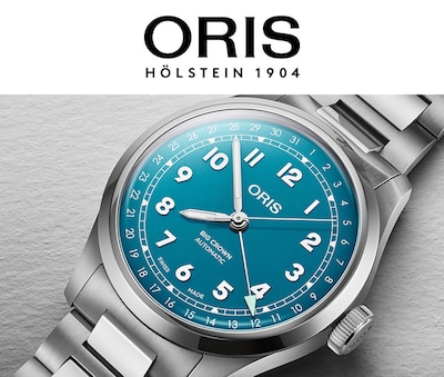 Oris Big Crown Blue Dial Watch and Oris Holstein 1904 logo image