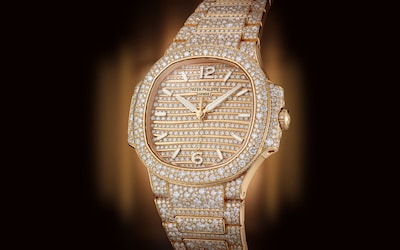 image showing a patek philippe nautilus watch set in diamonds image