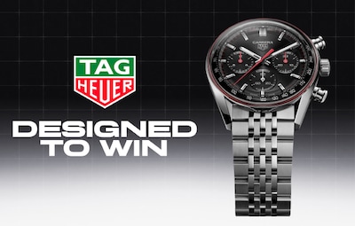 Tag Heuer Carrera Glassbox Watch®168极速赛车官方网站历史记录查询结果 banner with TAG Heuer logo and text Designed to Win image